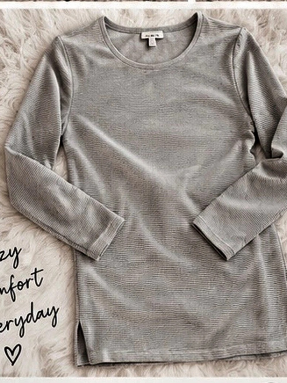 J Jill WearEver Collection Long Sleeve Tunic Top in Gray Size Medium
